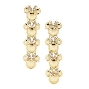 DISNEY X BAUBLEBAR Minnie Mouse Drop Earrings Gold Tone with Rhinestones